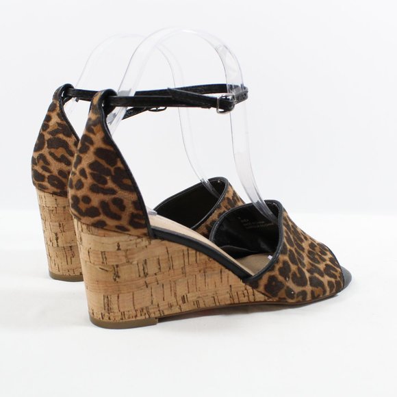 Expression Shea Cork Wedge Sandals - Black/Leopard 6 - Picture 2 of 4